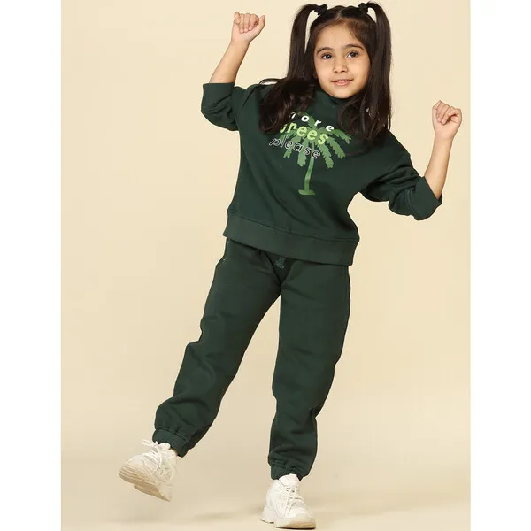 Miko Lolo Planet First Trees-Please Joggers Set, Dark Green