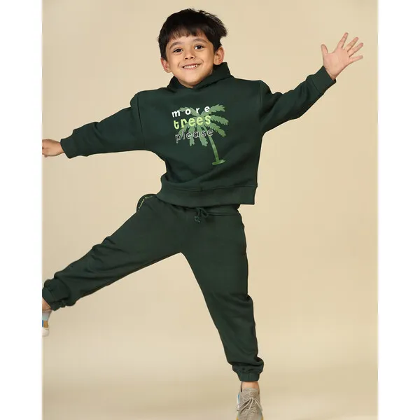 Miko Lolo Planet First Trees-Please Joggers Set, Dark Green