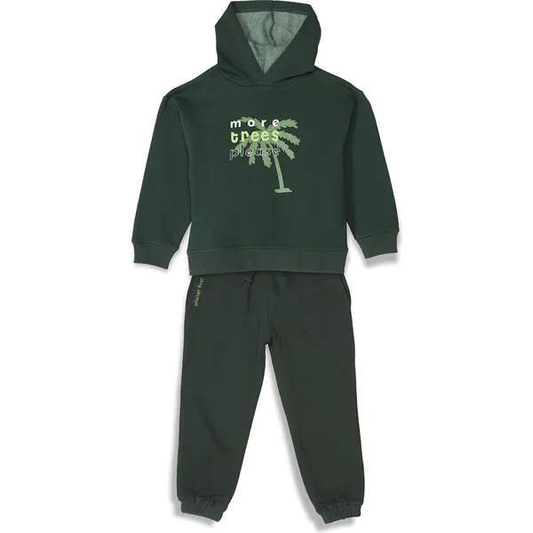 Miko Lolo Planet First Trees-Please Joggers Set, Dark Green