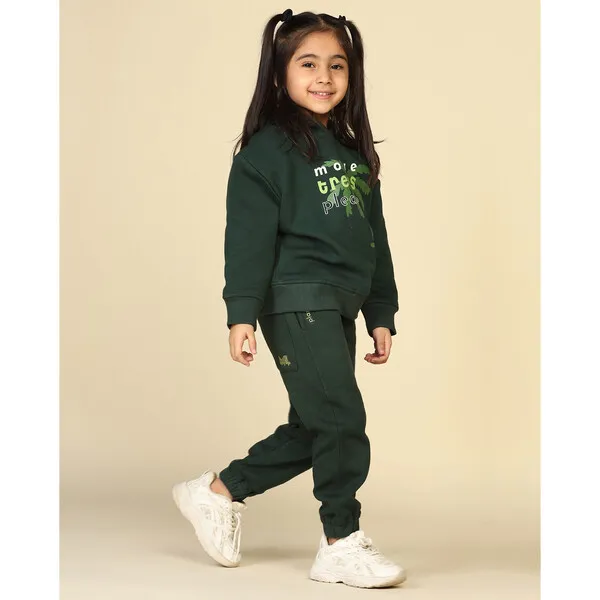 Miko Lolo Planet First Trees-Please Joggers Set, Dark Green