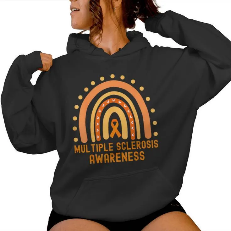 Ms Awareness Multiple Sclerosis Awareness Rainbow Orange Women Hoodie