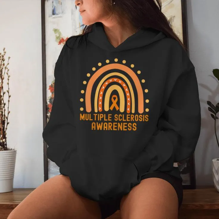 Ms Awareness Multiple Sclerosis Awareness Rainbow Orange Women Hoodie