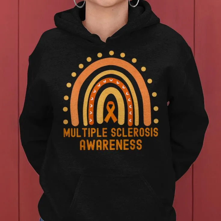 Ms Awareness Multiple Sclerosis Awareness Rainbow Orange Women Hoodie