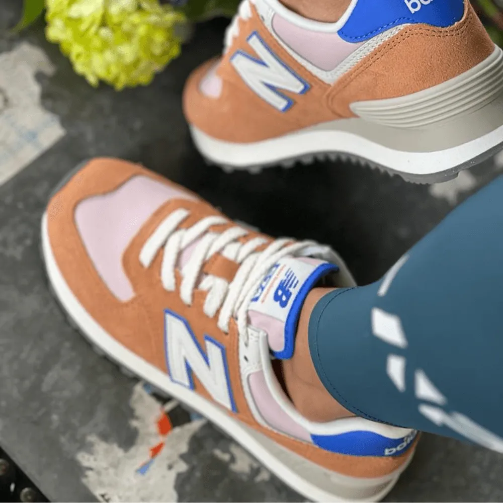 New Balance Ladies 574 Orange with Blue