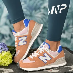 New Balance Ladies 574 Orange with Blue