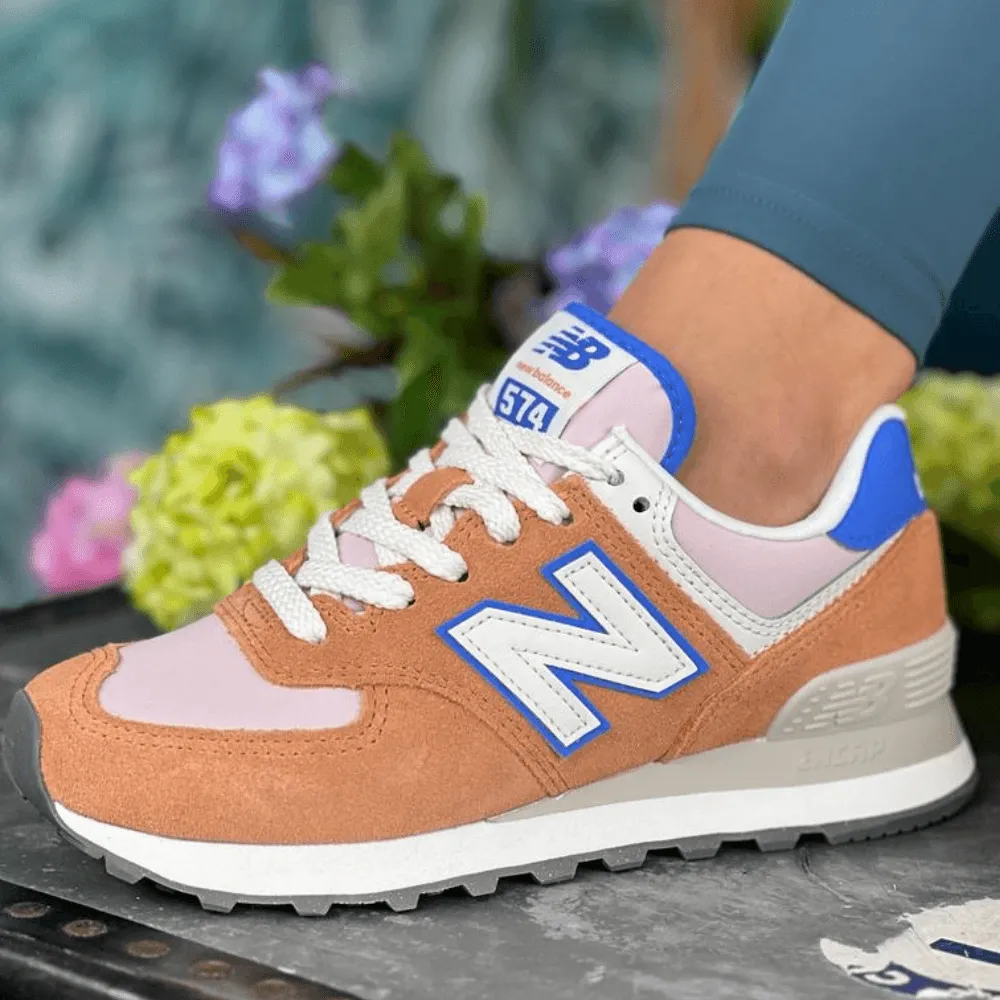 New Balance Ladies 574 Orange with Blue