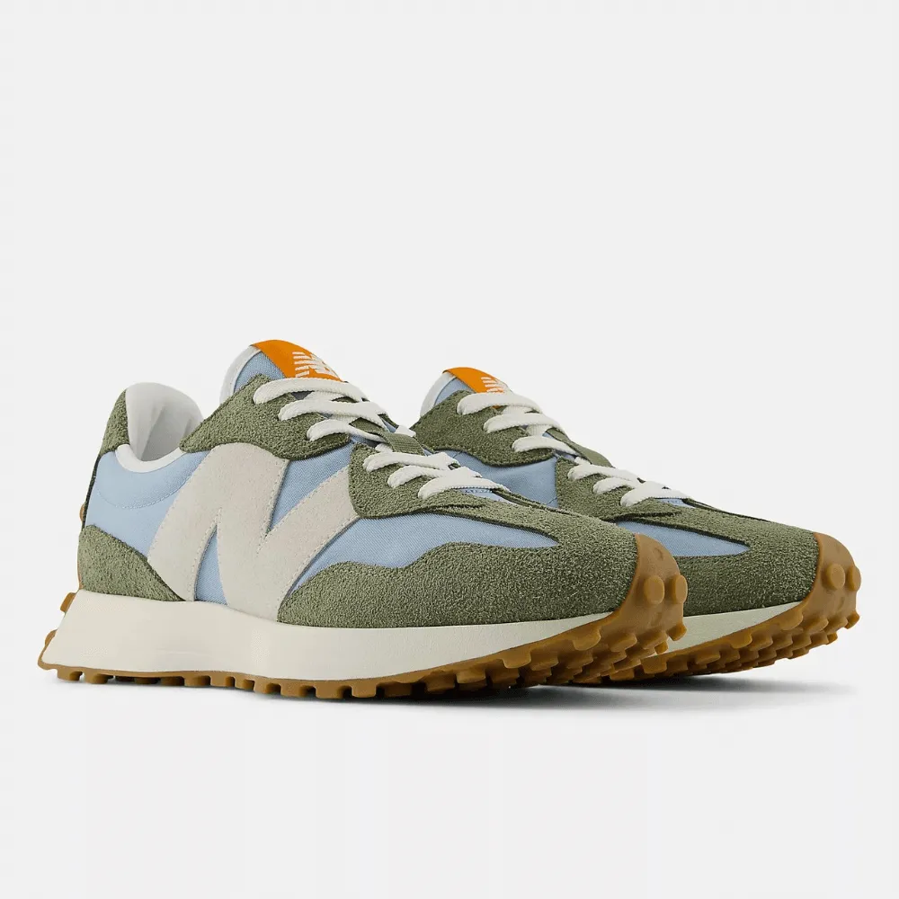 New Balance Mens 327 Olive with Blue