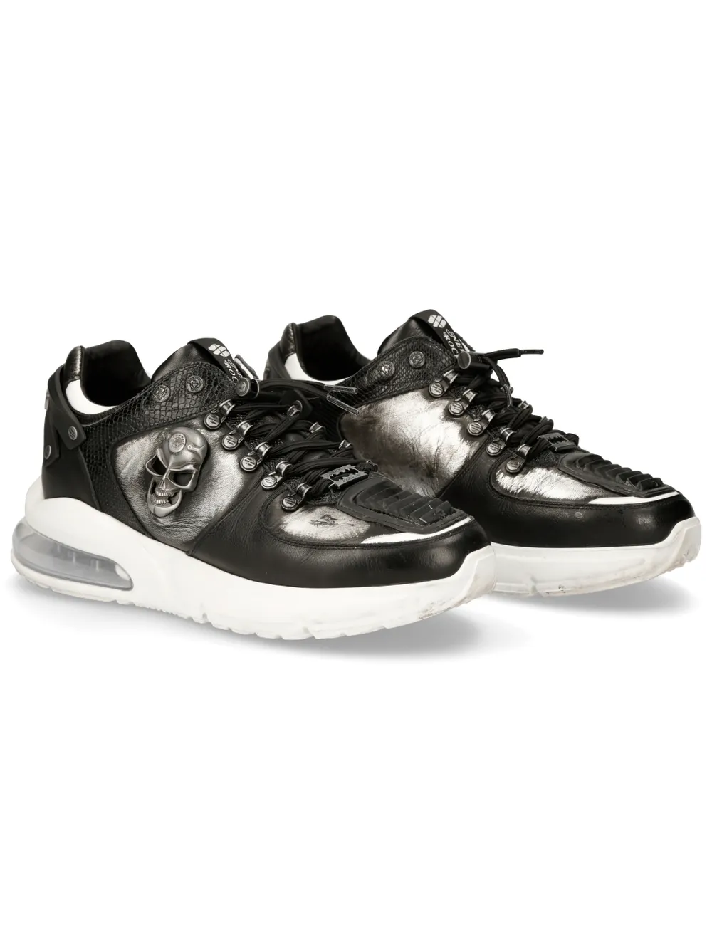 NEW ROCK Bold Rock-Inspired Leather Sneakers with Skull