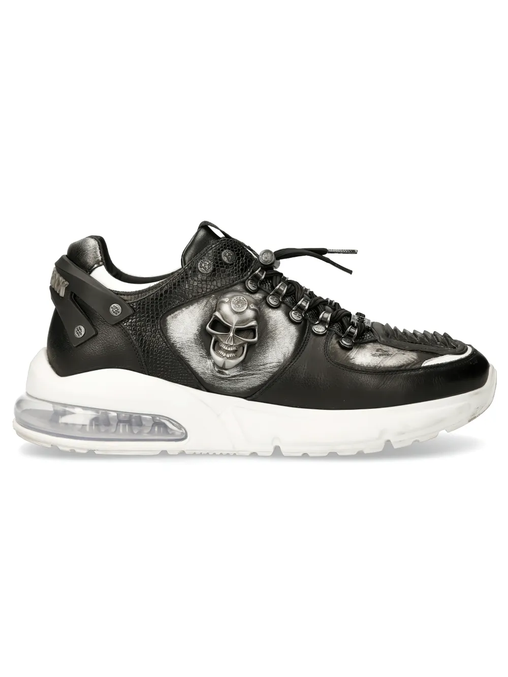 NEW ROCK Bold Rock-Inspired Leather Sneakers with Skull