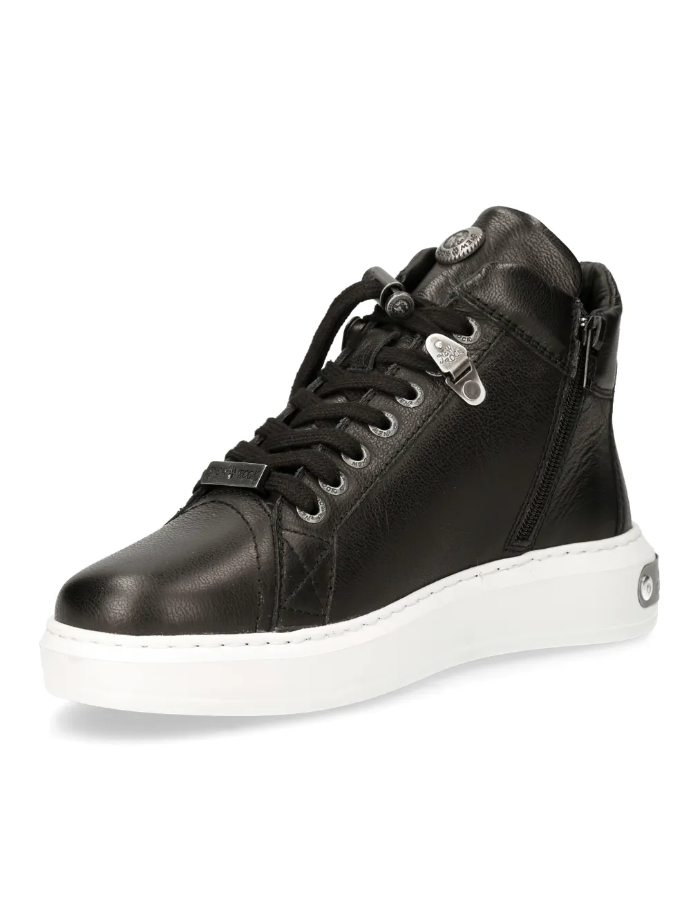 NEW ROCK Stylish Urban Punk Leather Sneakers With Lace-Up