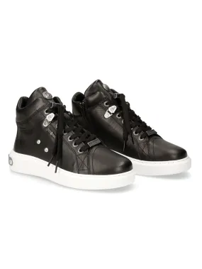 NEW ROCK Stylish Urban Punk Leather Sneakers With Lace-Up