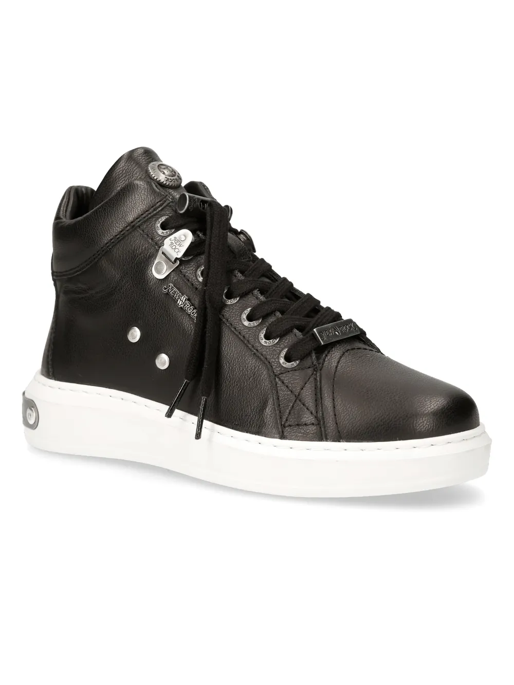 NEW ROCK Stylish Urban Punk Leather Sneakers With Lace-Up