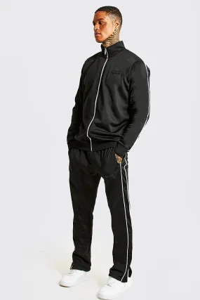 Official Man Zip Through Tricot Tracksuit | boohooMAN UK