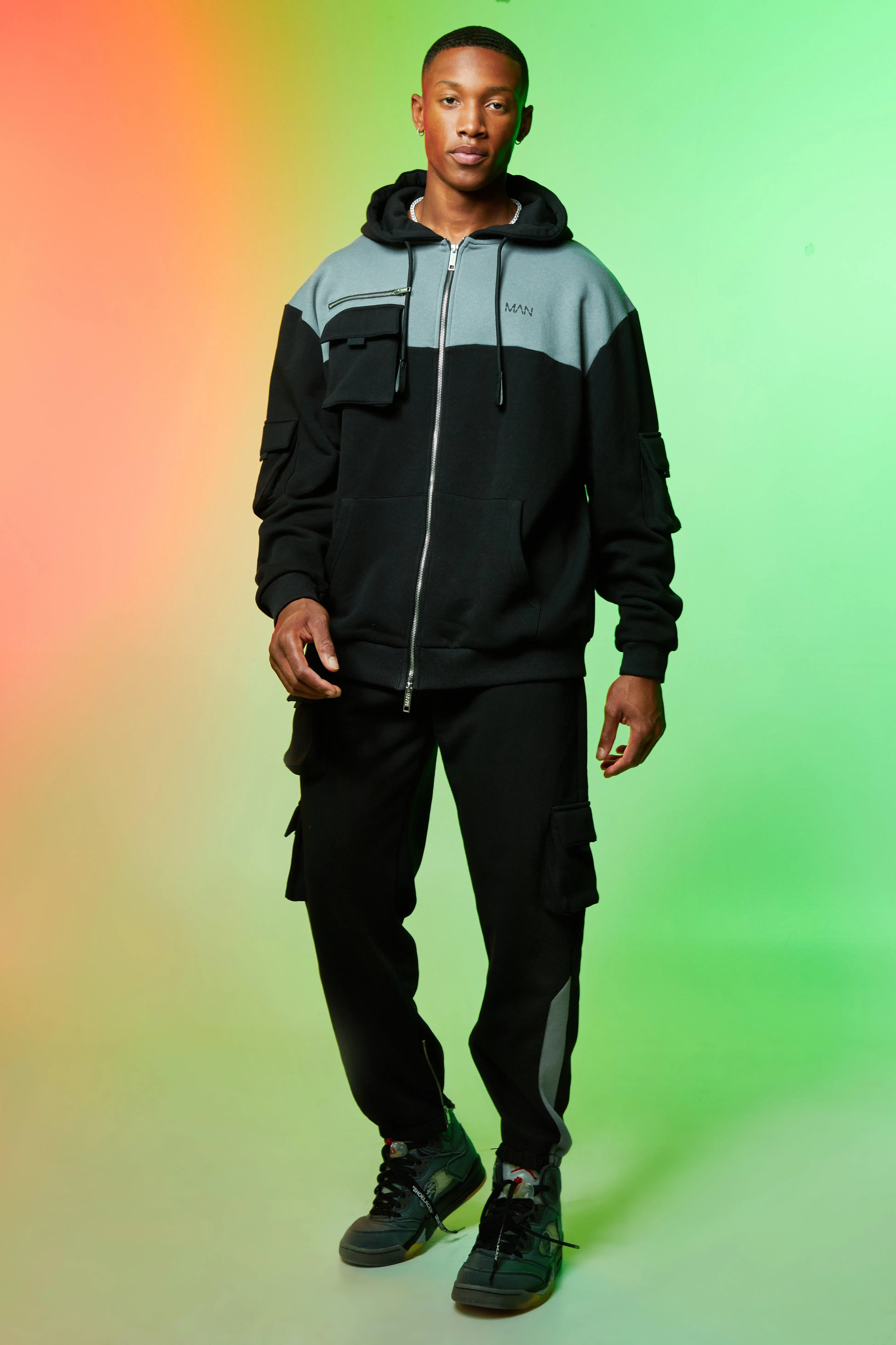 Original Man Utility Pocket Tracksuit | boohooMAN UK