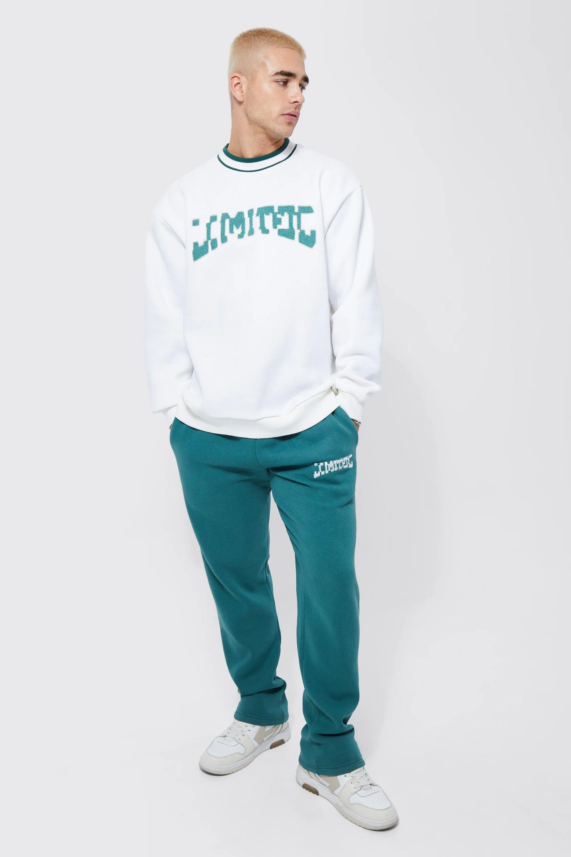 Oversized Limited Sports Rib Sweatshirt Tracksuit | boohooMAN UK