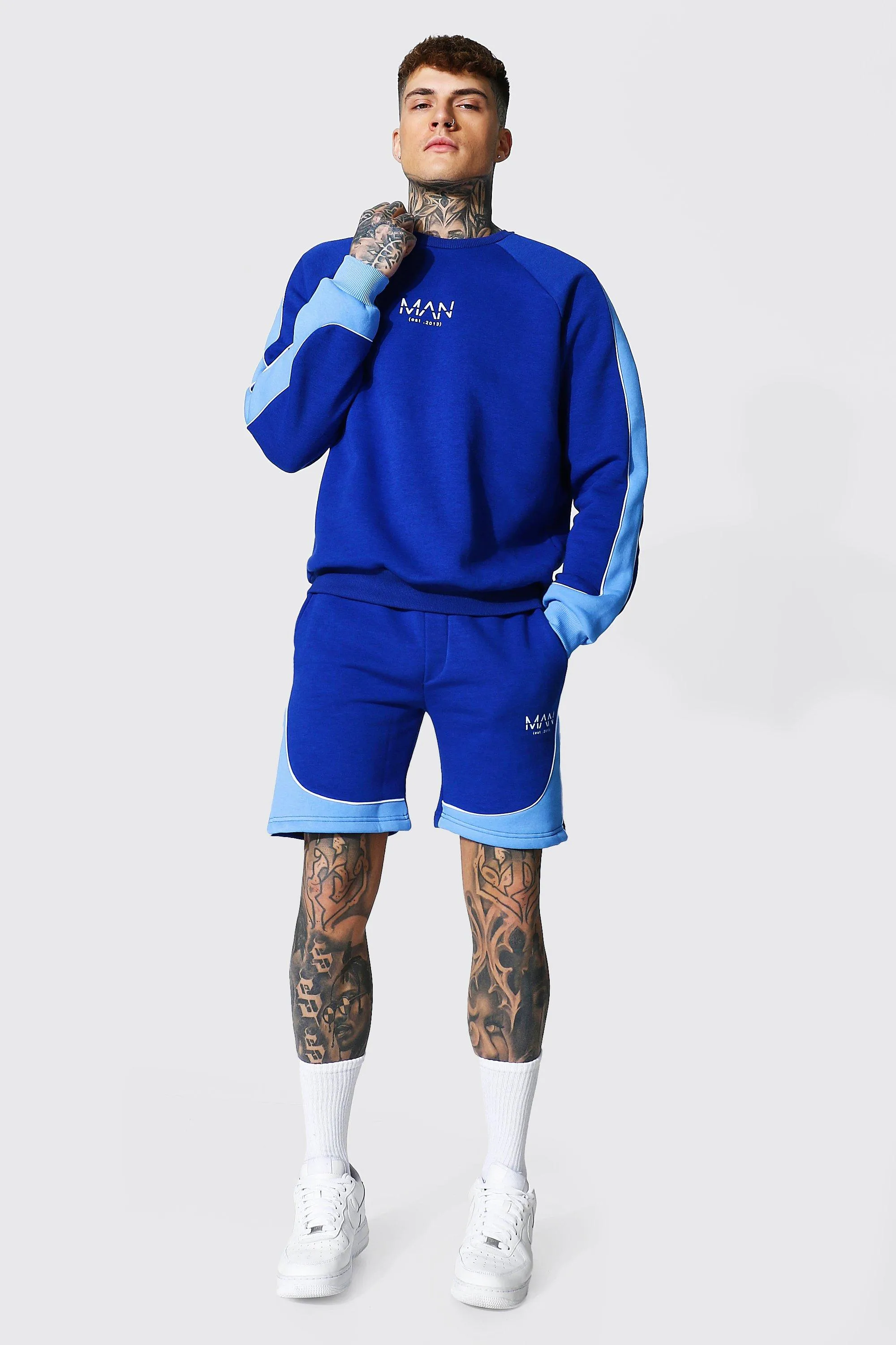 Oversized Man Side Panel Short Tracksuit | boohooMAN UK