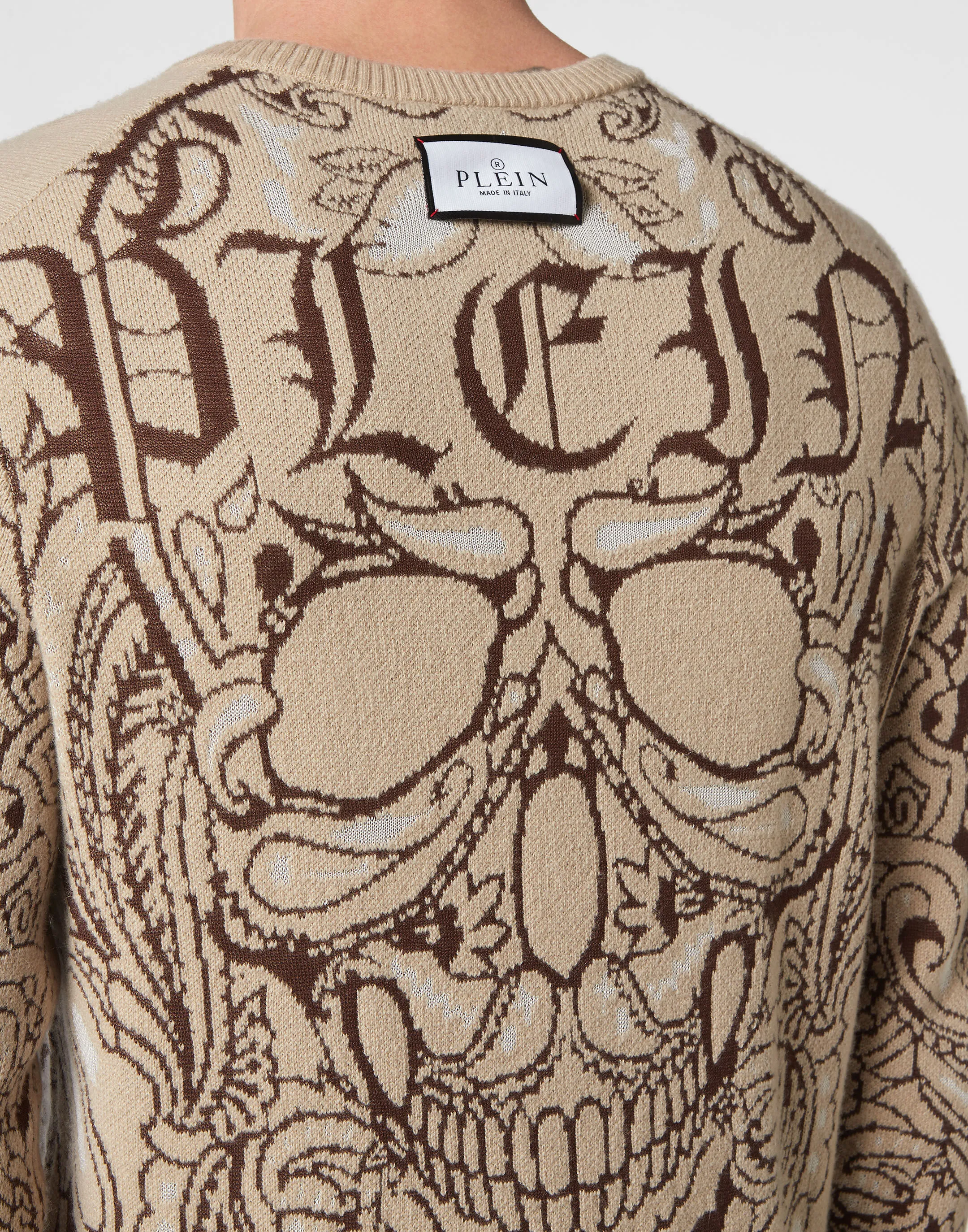 PHILIPP PLEIN Cashmere & Silk Pullover Round Neck LS Paisley Bandana