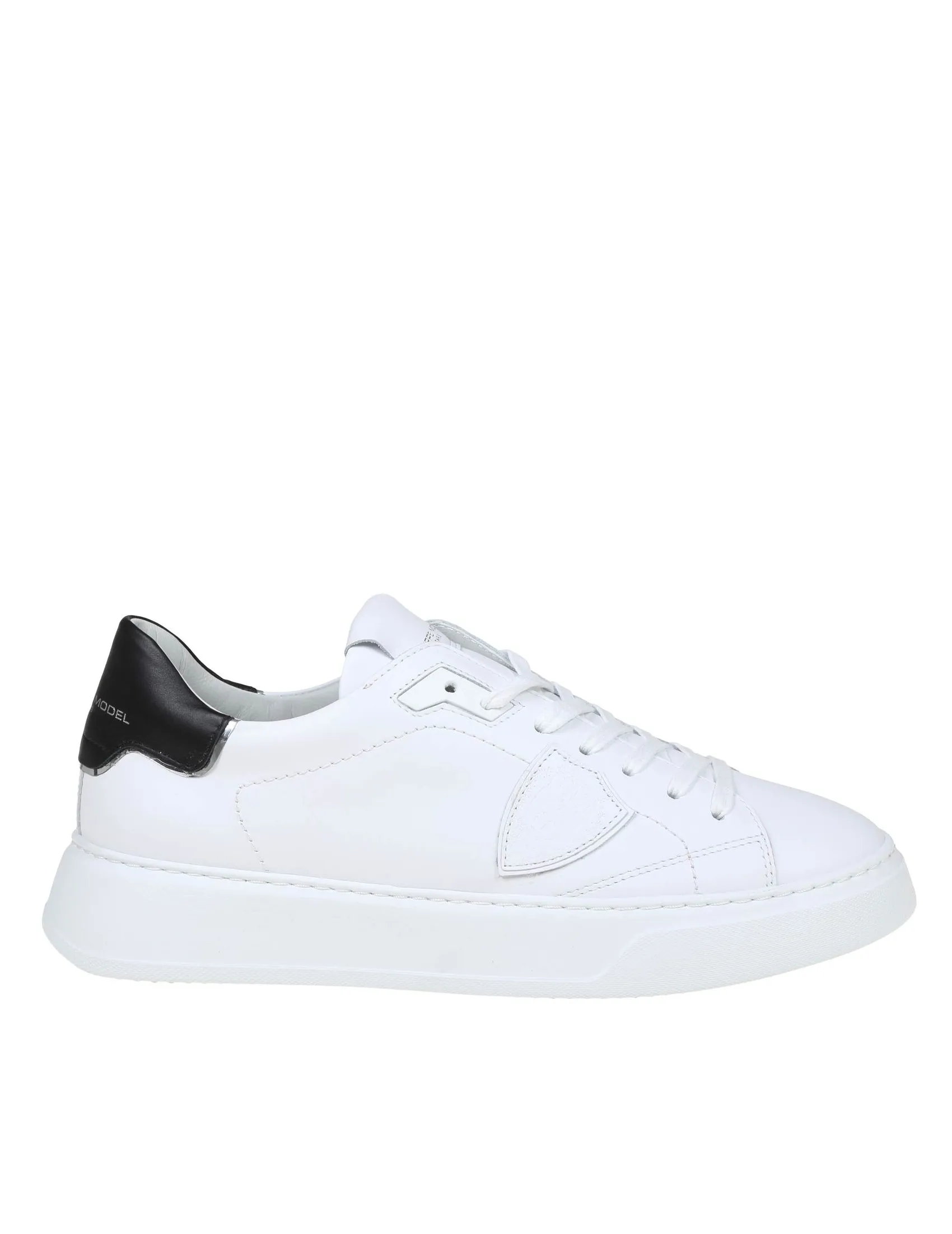 PHILIPPE MODEL SNEAKERS TEMPLE LOW IN BLACK AND WHITE LEATHER