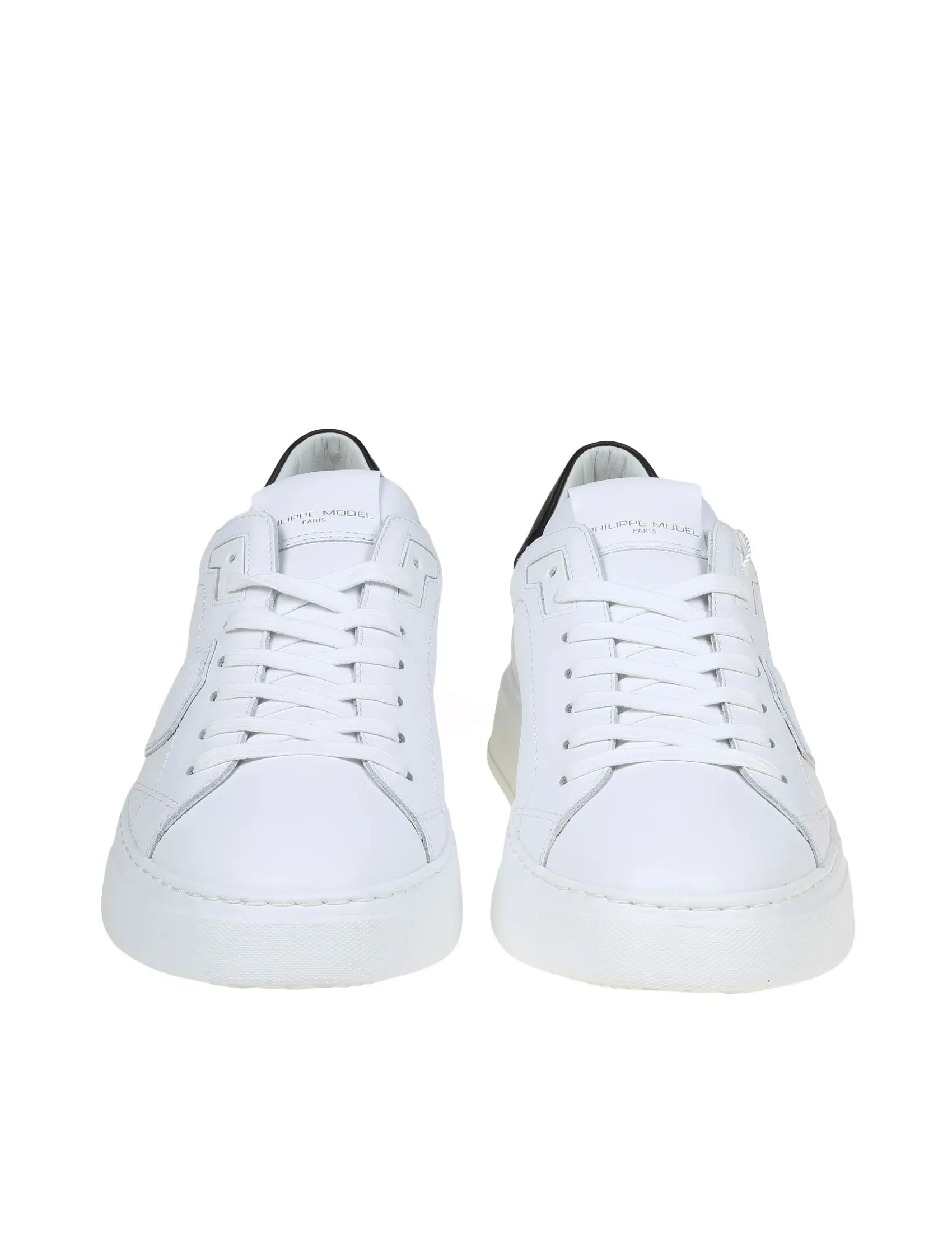 PHILIPPE MODEL SNEAKERS TEMPLE LOW IN BLACK AND WHITE LEATHER