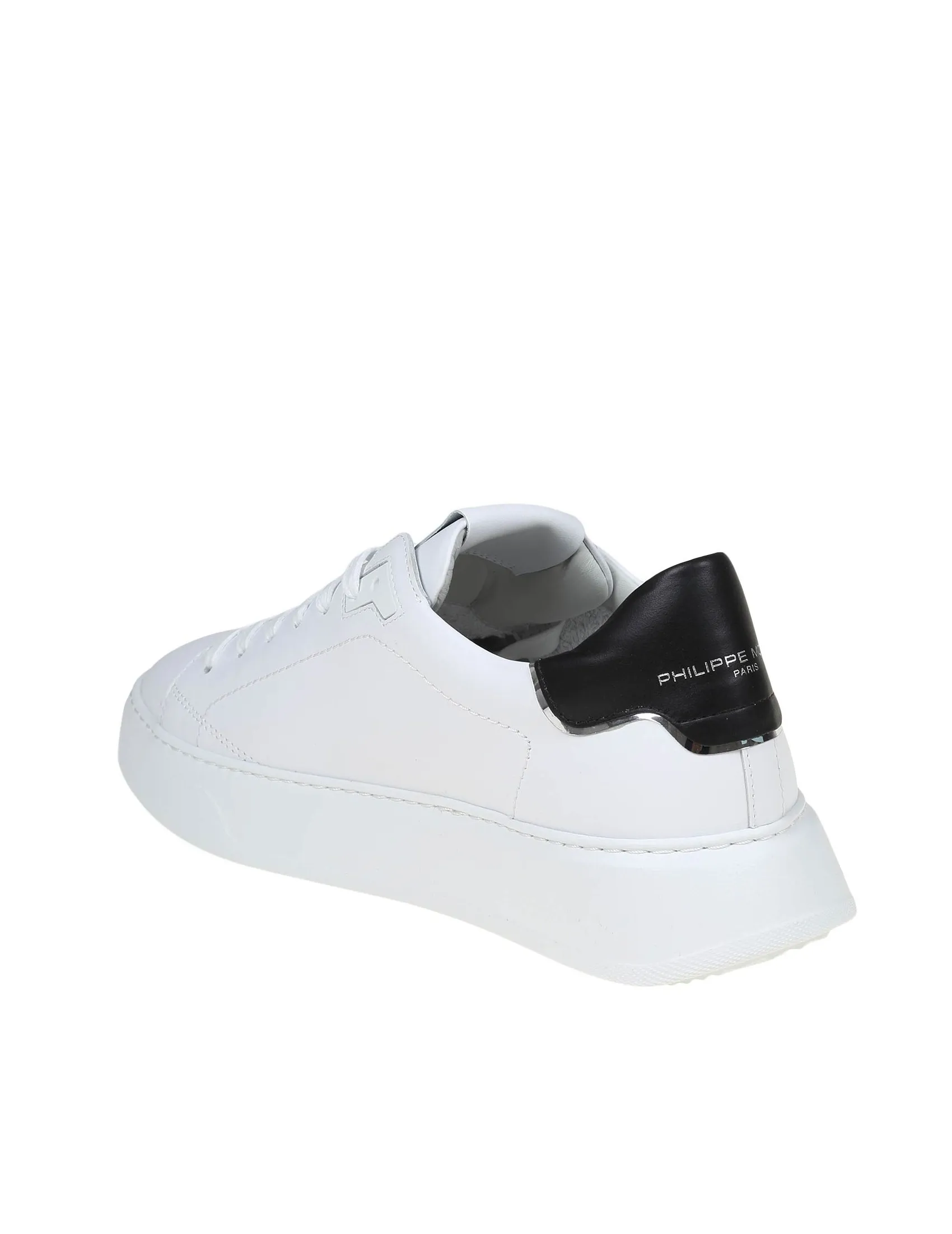 PHILIPPE MODEL SNEAKERS TEMPLE LOW IN BLACK AND WHITE LEATHER