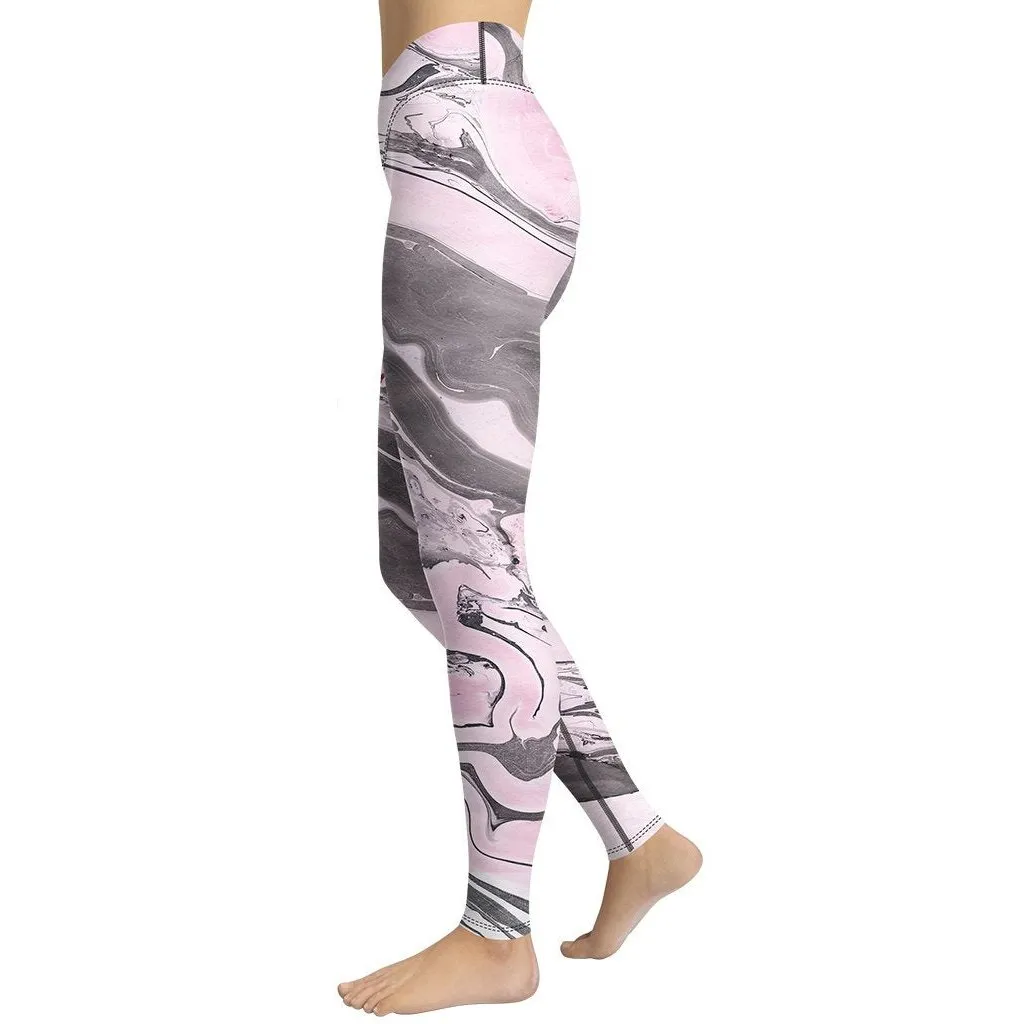 Pink Marble Yoga Leggings