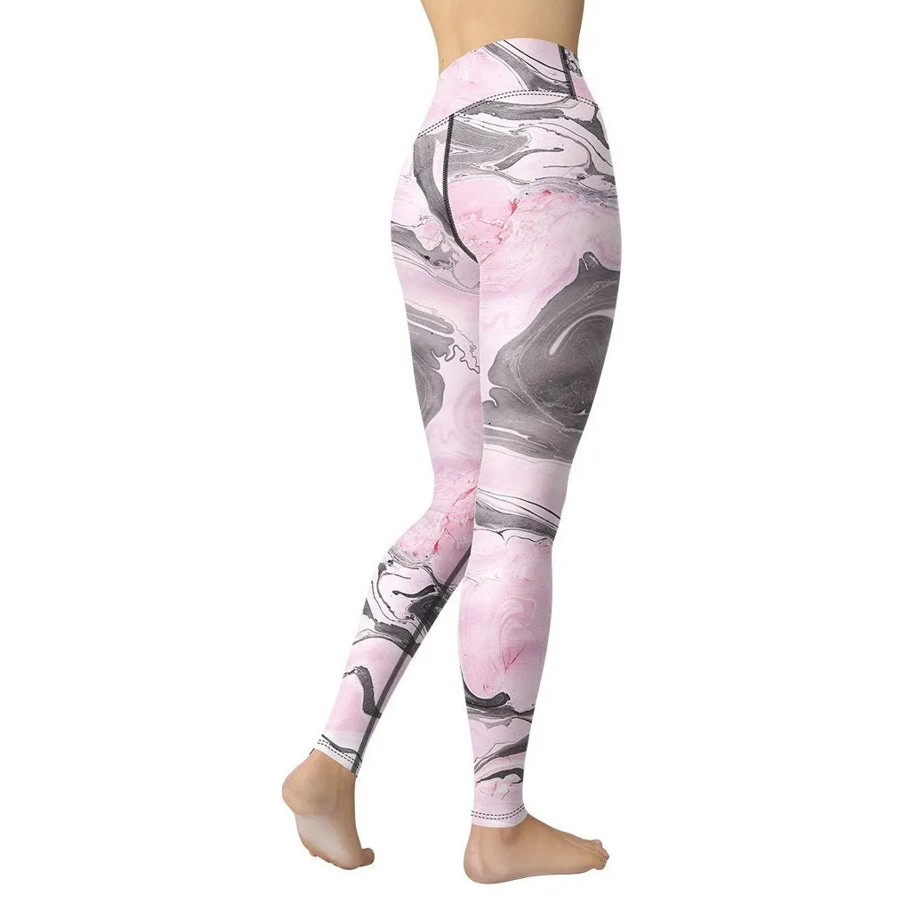 Pink Marble Yoga Leggings