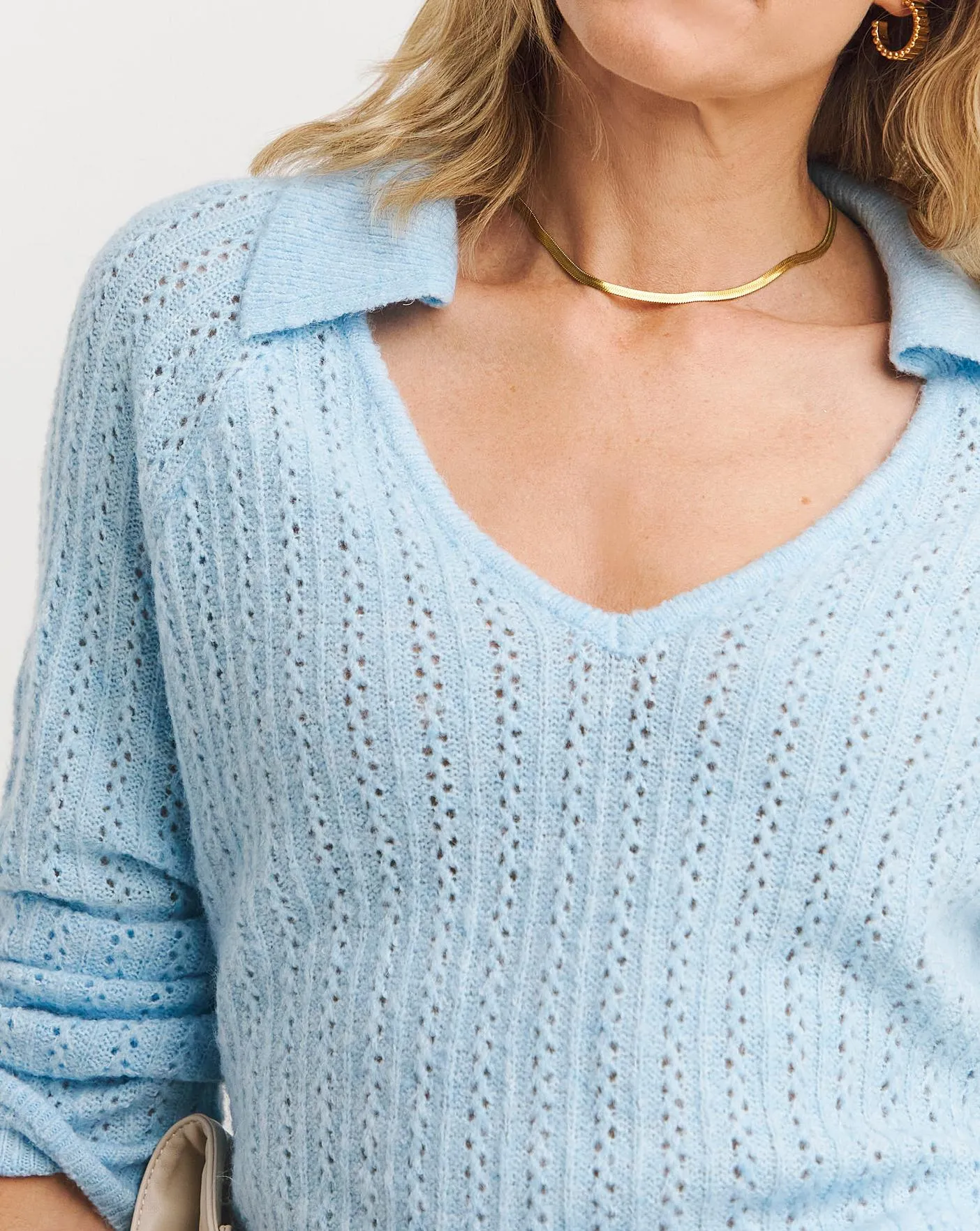 Pointelle Collar Jumper