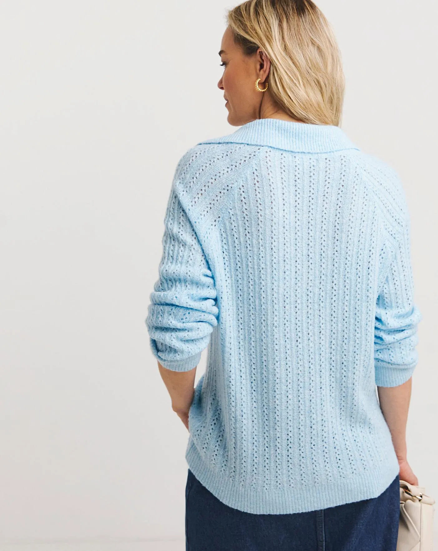 Pointelle Collar Jumper