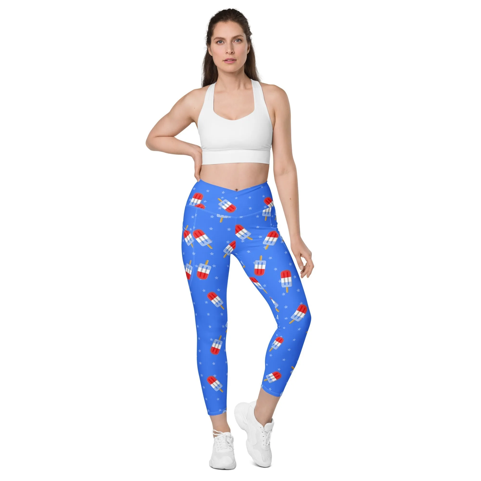 Popsicle Pattern Crossover Leggings With Pockets