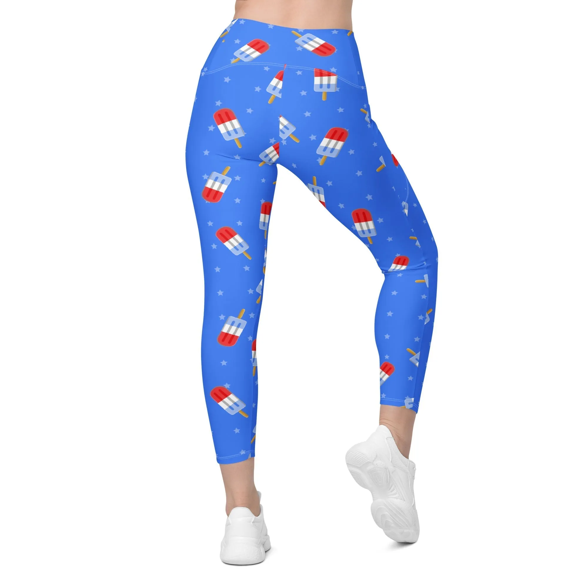 Popsicle Pattern Crossover Leggings With Pockets