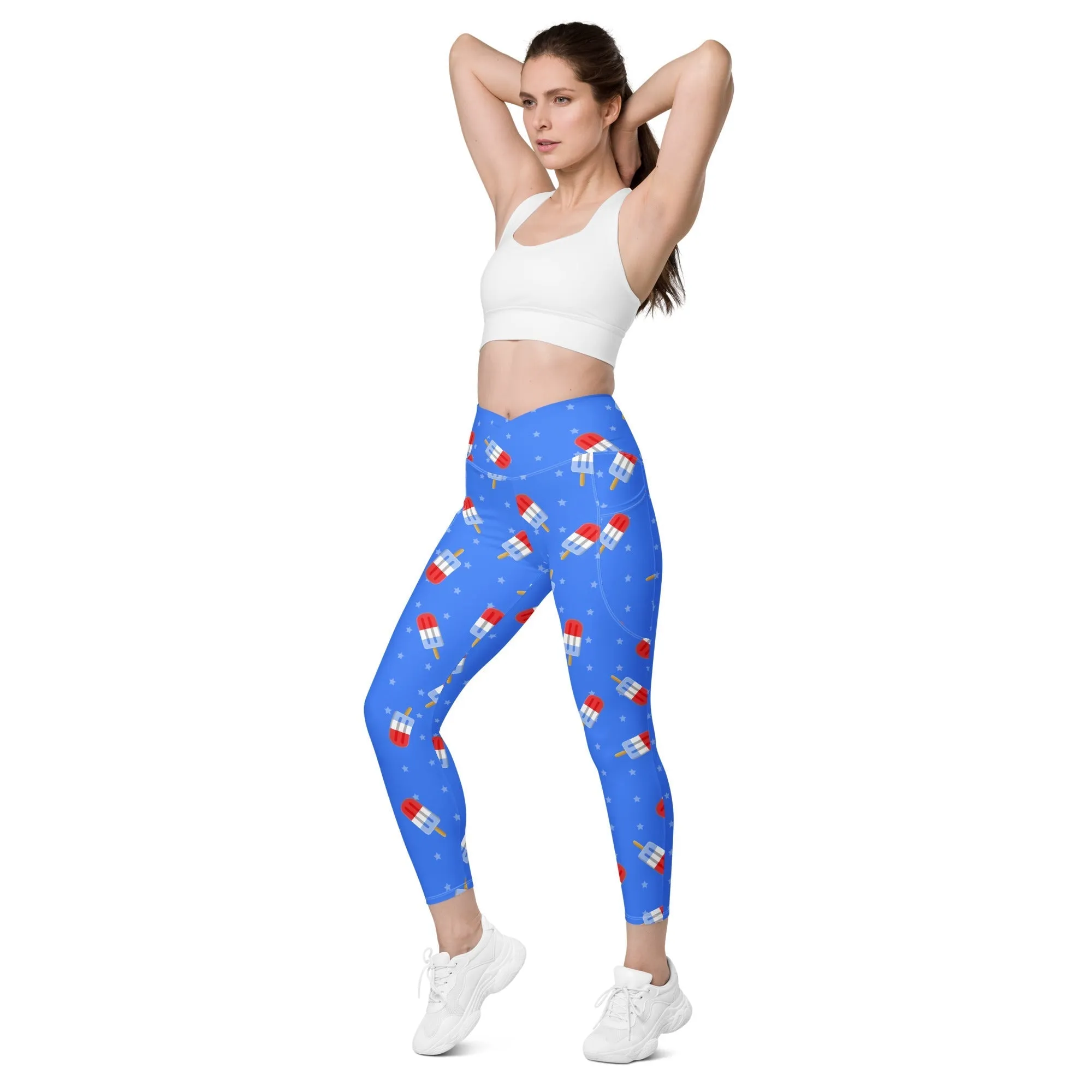 Popsicle Pattern Crossover Leggings With Pockets