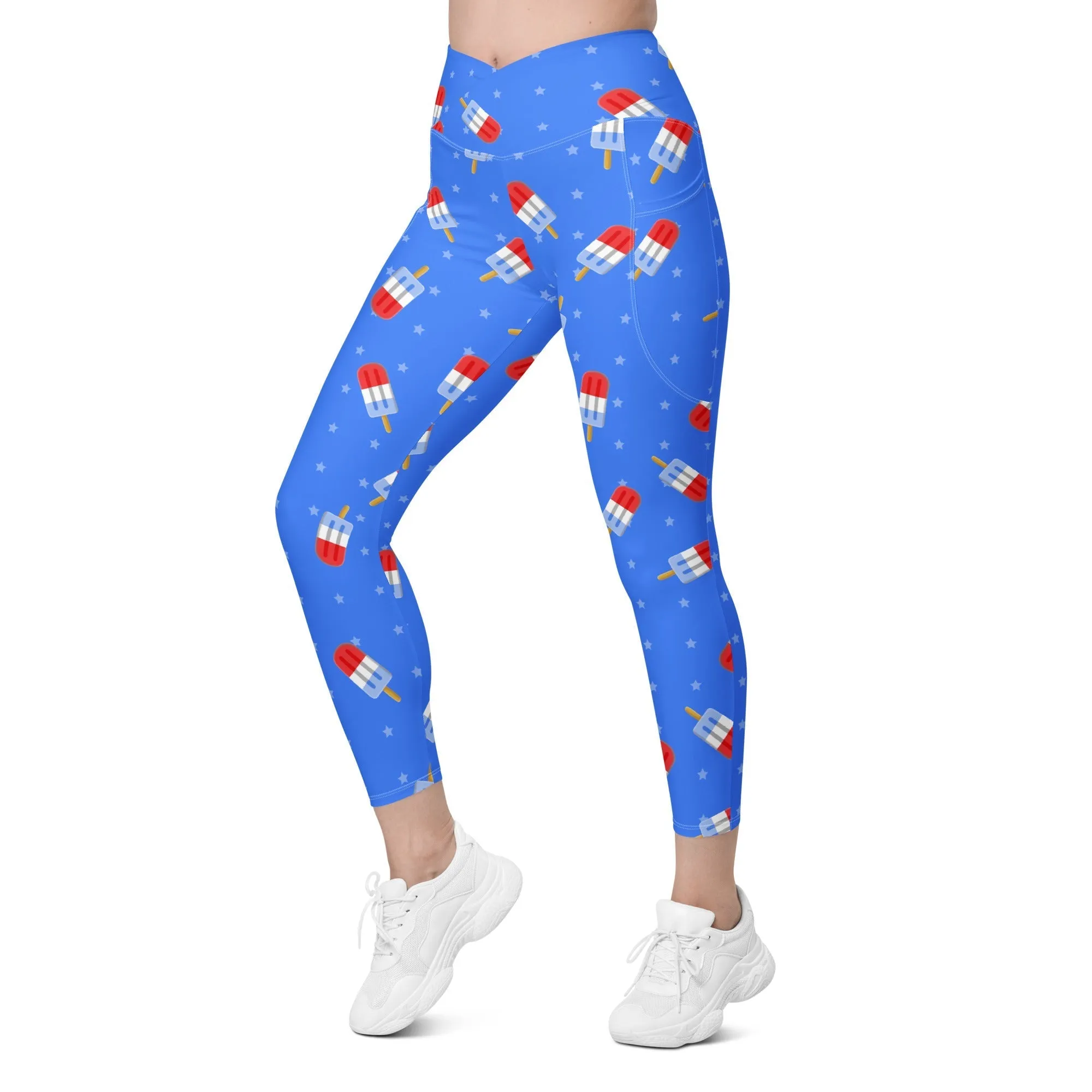 Popsicle Pattern Crossover Leggings With Pockets