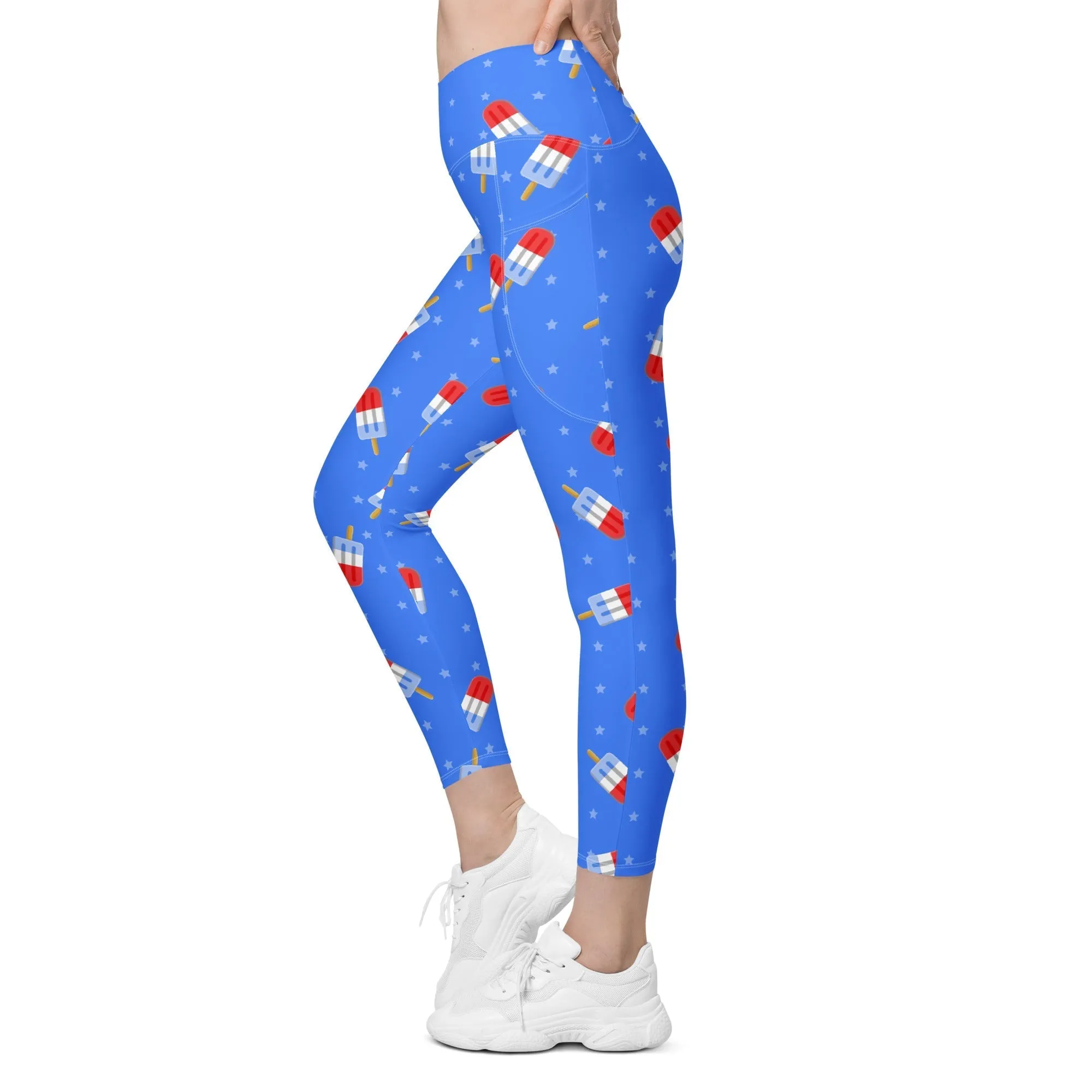 Popsicle Pattern Crossover Leggings With Pockets