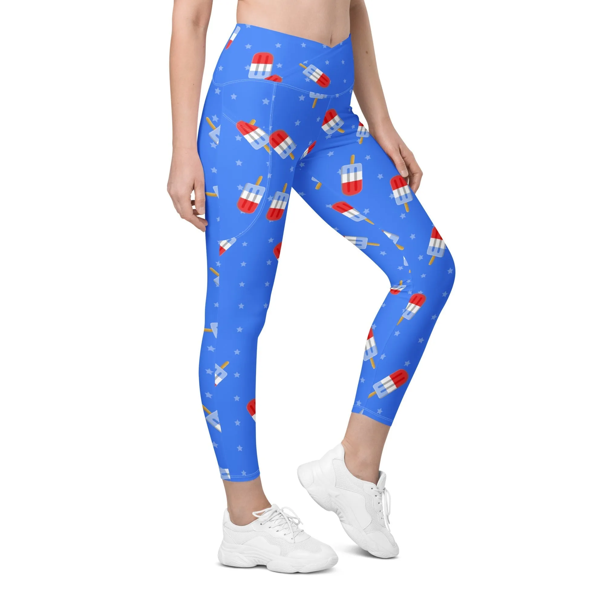 Popsicle Pattern Crossover Leggings With Pockets