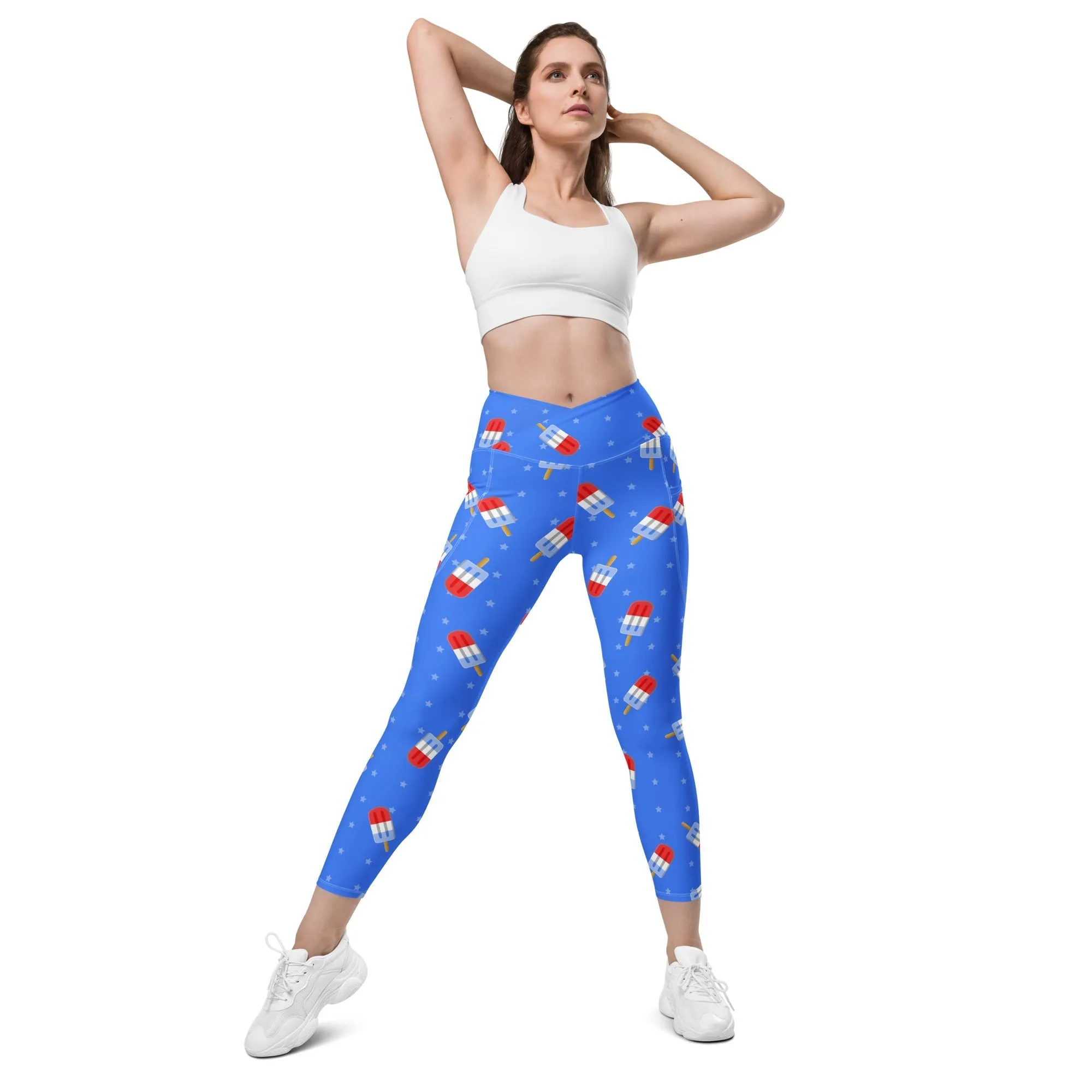 Popsicle Pattern Crossover Leggings With Pockets