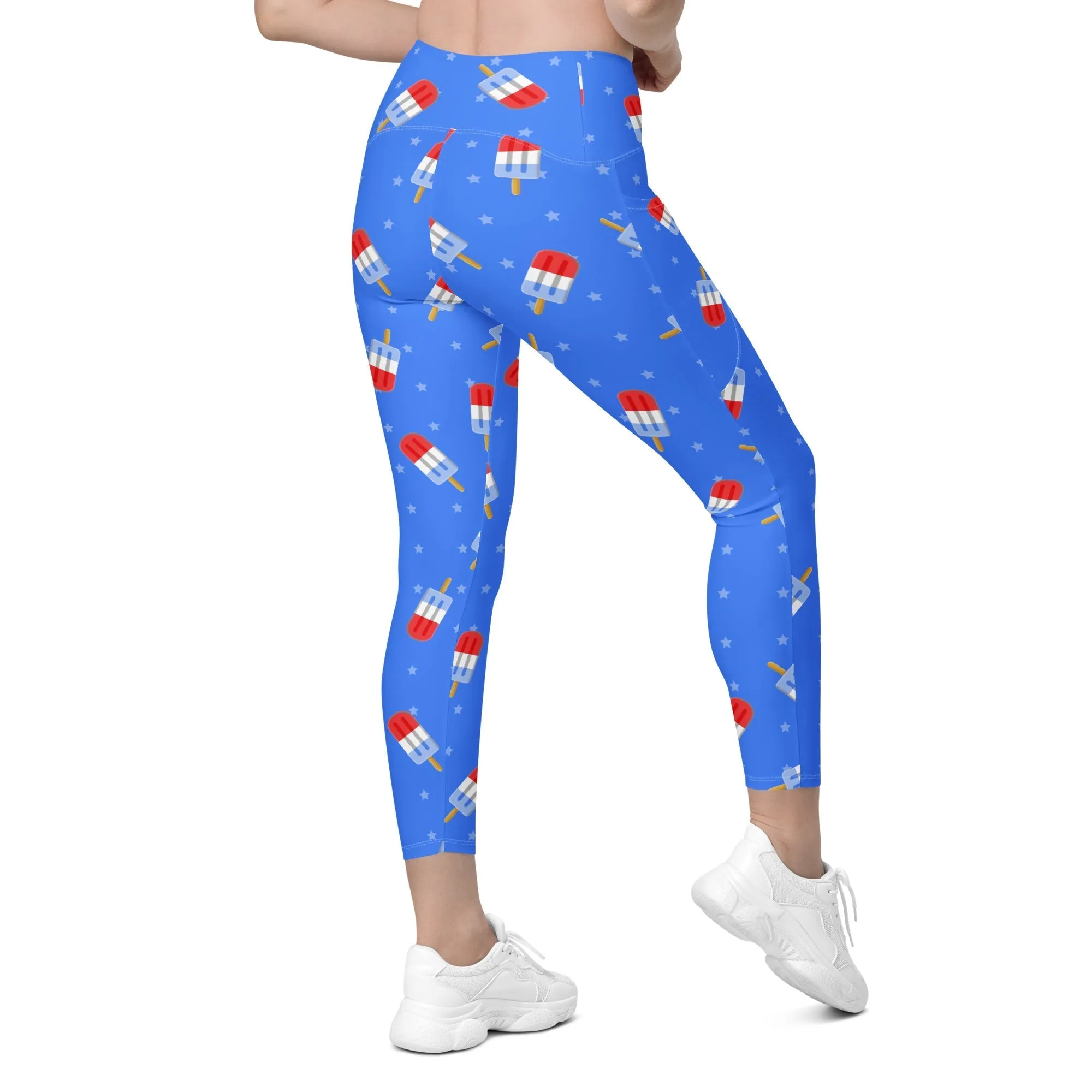 Popsicle Pattern Crossover Leggings With Pockets