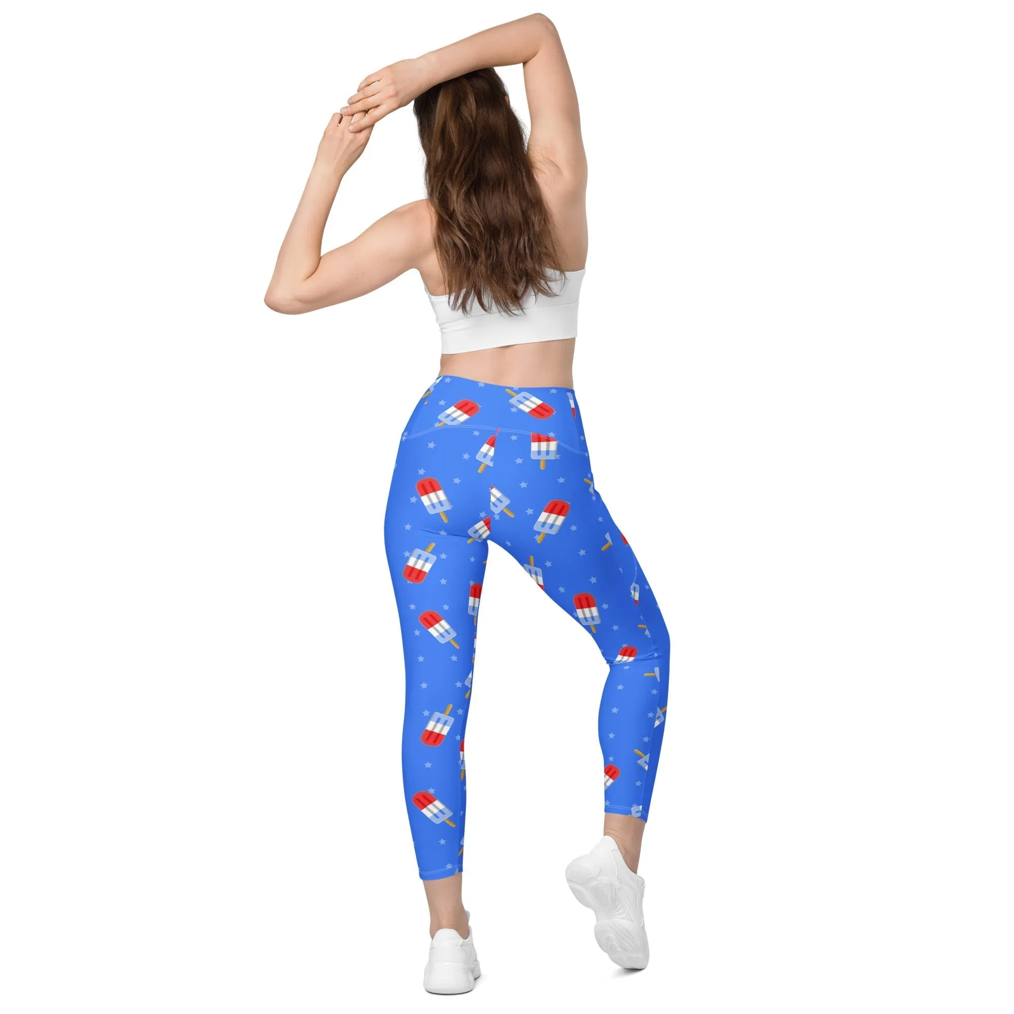 Popsicle Pattern Crossover Leggings With Pockets