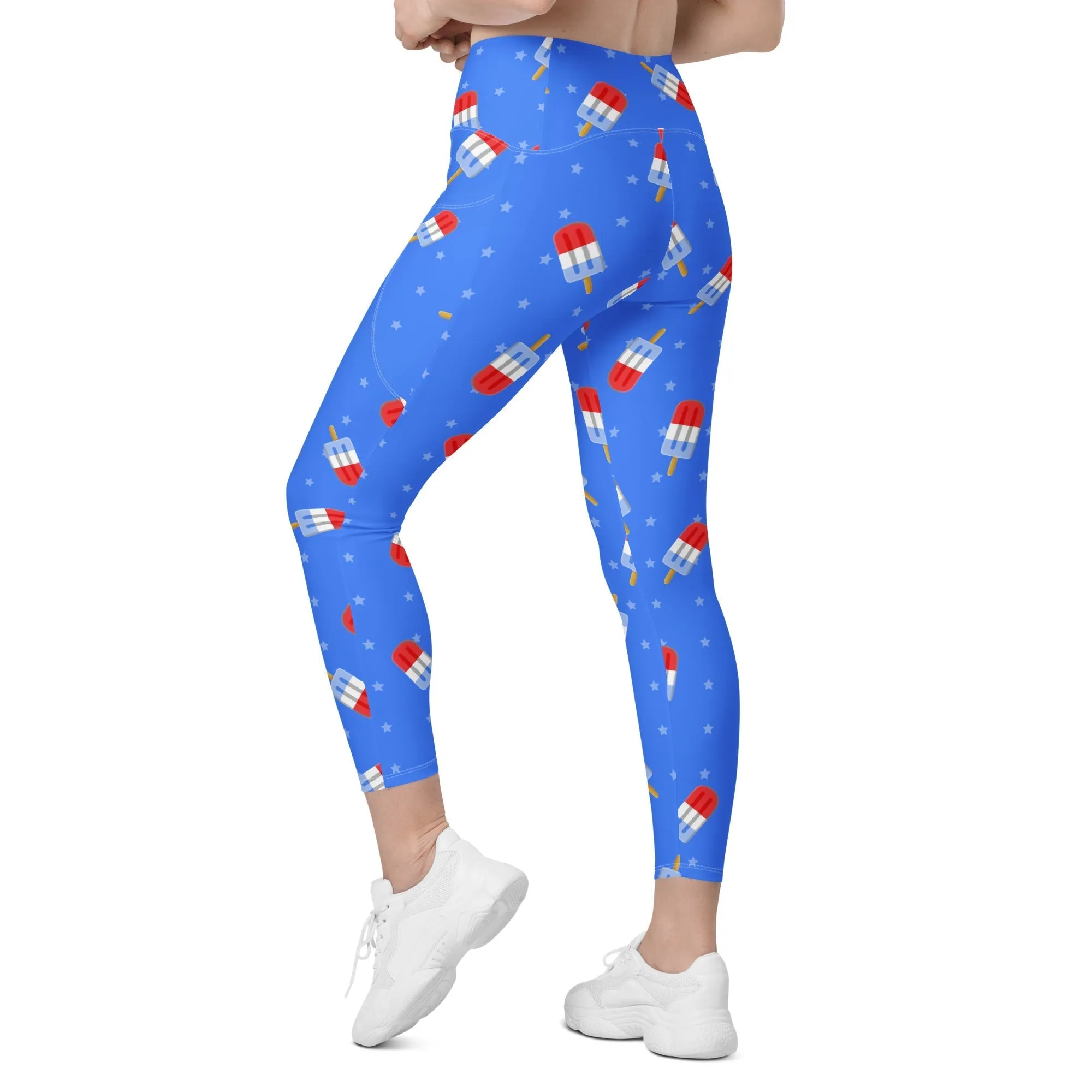 Popsicle Pattern Crossover Leggings With Pockets