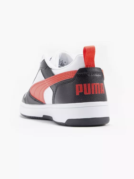 Puma  Black/Red Rebound V6 Low Trainers