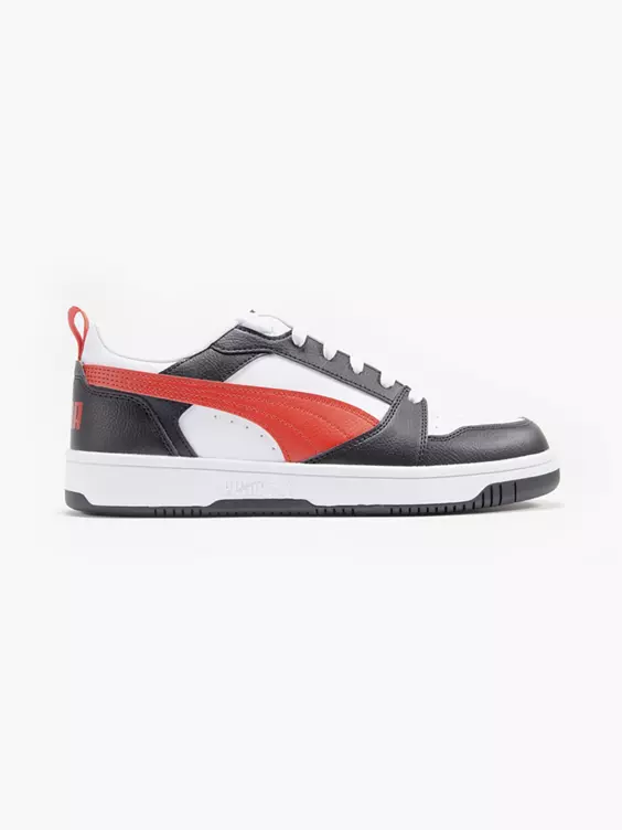 Puma  Black/Red Rebound V6 Low Trainers