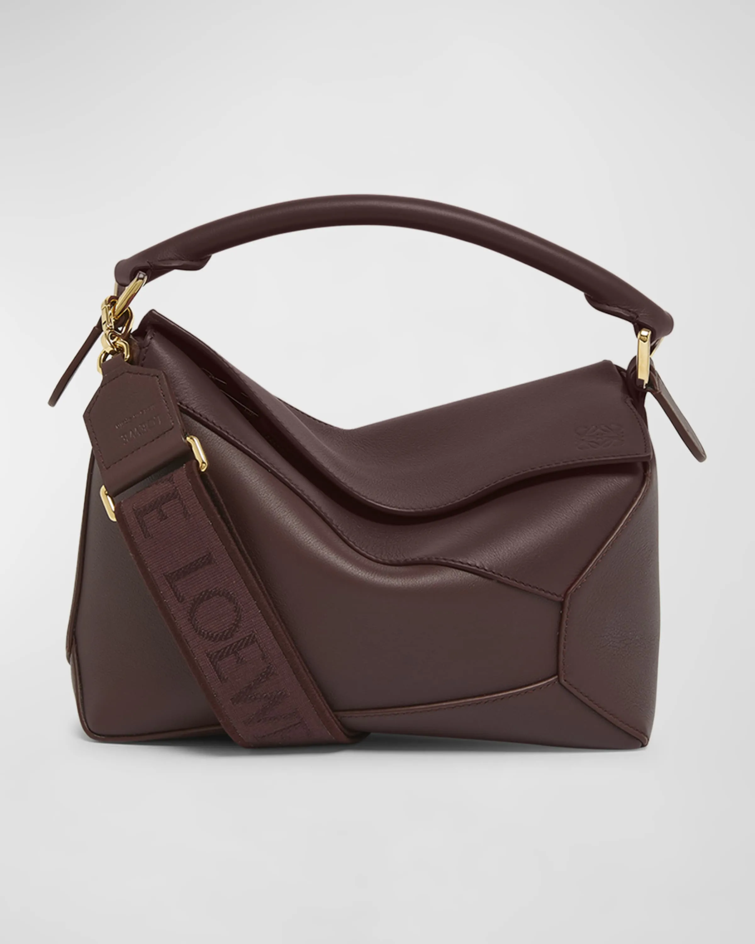 Puzzle Edge Small Top-Handle Bag in Leather