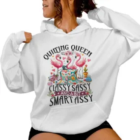 Quilting Queen Cute Flamingo Quilter Sewing Sewer Women Hoodie