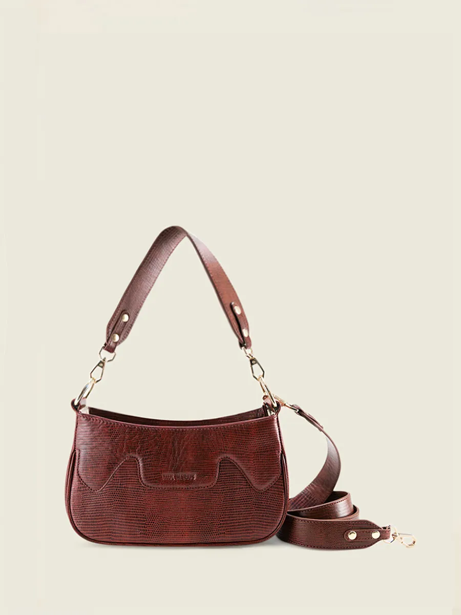 Red Leather Half Moon Bag for Women - Garance 1960 Garnet | PAUL MARIUS