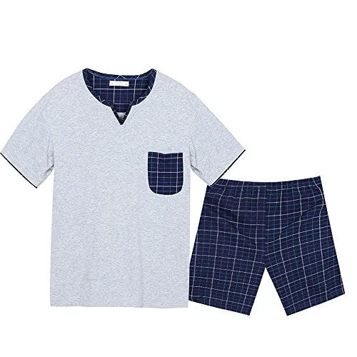 REDSWAN MEN'S SLEEPWEAR LOUNGE SET 100% COTTON PAJAMA SHORT SET (XXL)