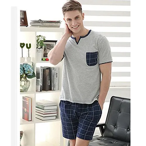 REDSWAN MEN'S SLEEPWEAR LOUNGE SET 100% COTTON PAJAMA SHORT SET (XXL)