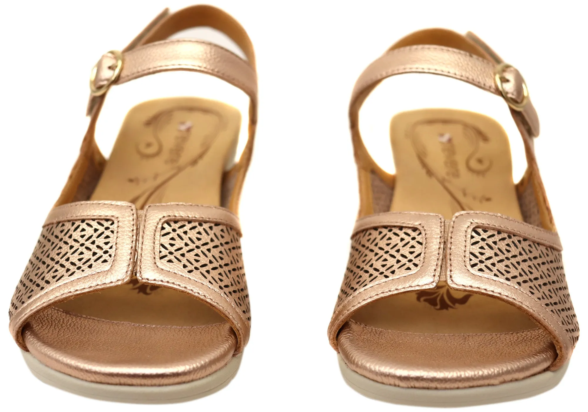 Revere Womens Kaya Wedge Comfortable Supportive Leather Sandals