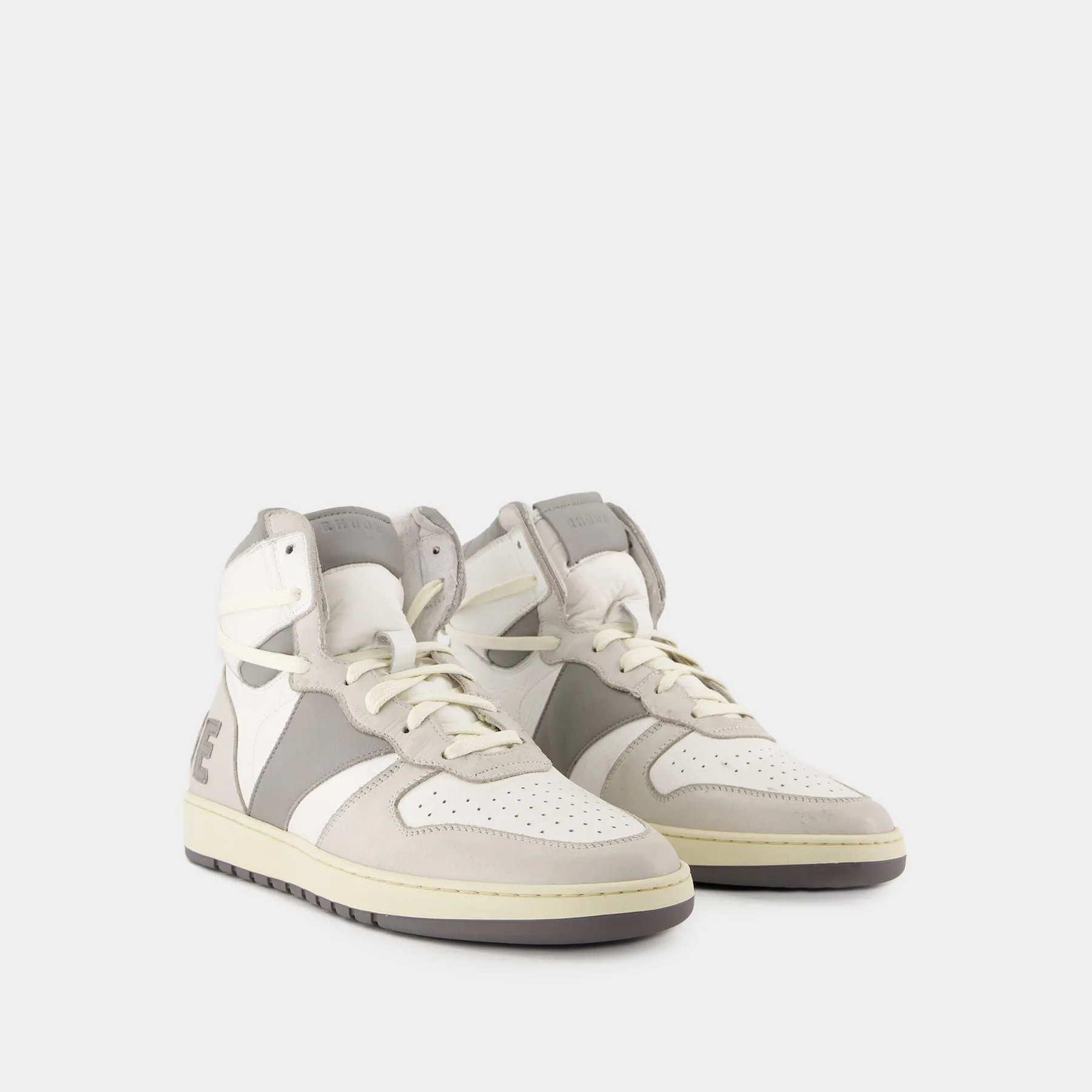 Rhude  Rhecess Hi Sneakers - Rhude - Leather - White/Grey