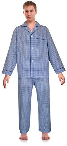 RK CLASSICAL SLEEPWEAR MEN’S BROADCLOTH WOVEN PAJAMA SET, SIZE MEDIUM