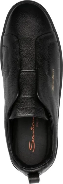 Santoni round-toe leather sneakers Black