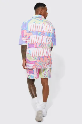 Short Sleeve Oversized Boxy Mmxii Shirt & Short | boohooMAN UK